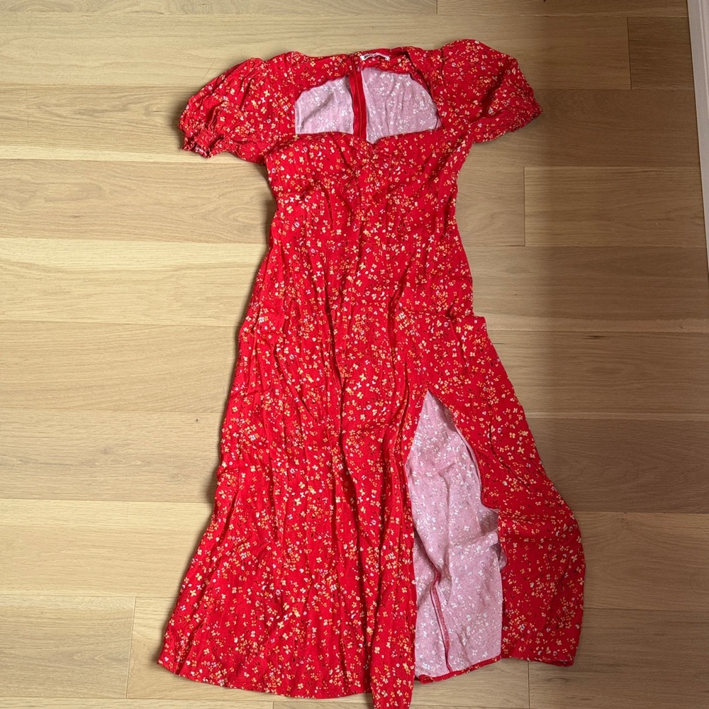 Reformation Red Floral Midi Dress